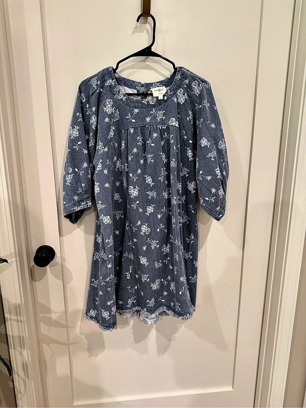 Umgee Floral Mini Dress Blue & White Small Like New